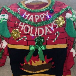 Size#M Belk Red and Green Holiday Sweater with Lights